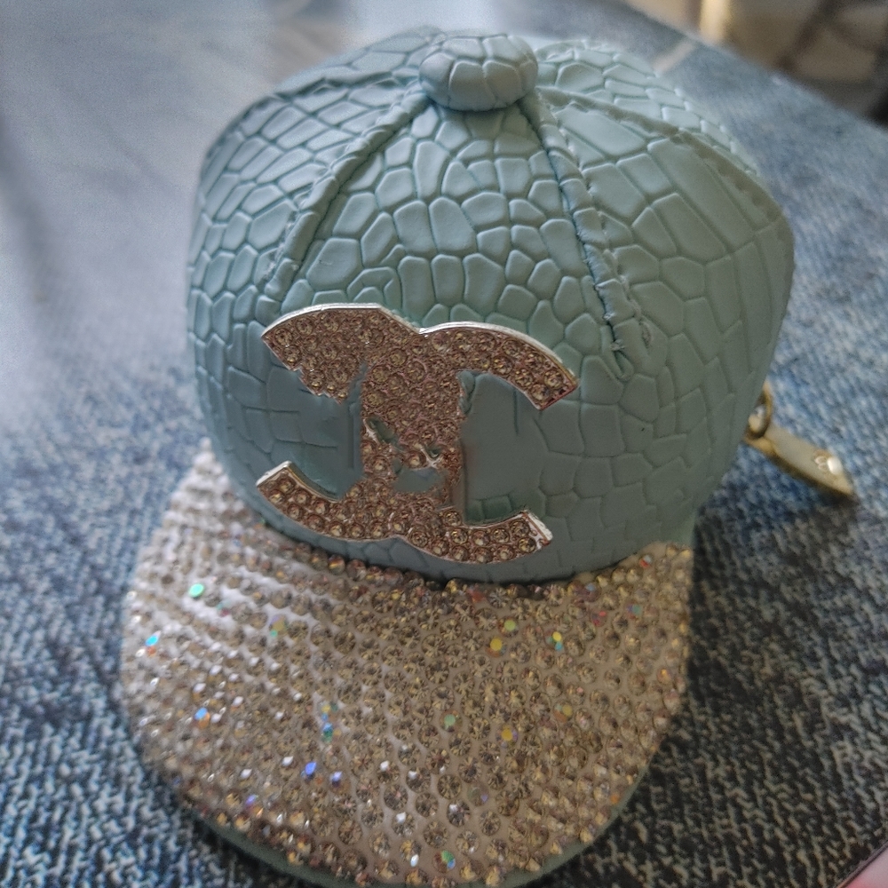 Beautiful blinged baseball pouch used for change & other items.